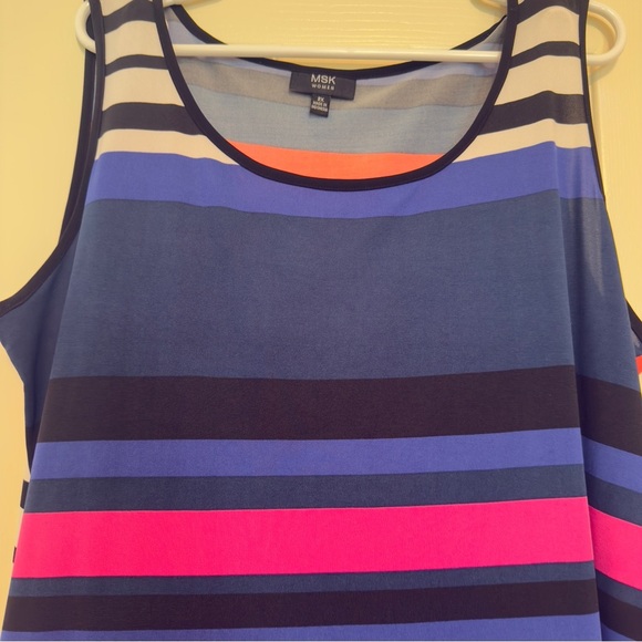 MSK - Women’s 2X Plus Striped Sleeveless Swing Dress Multicolor - Picture 5 of 6
